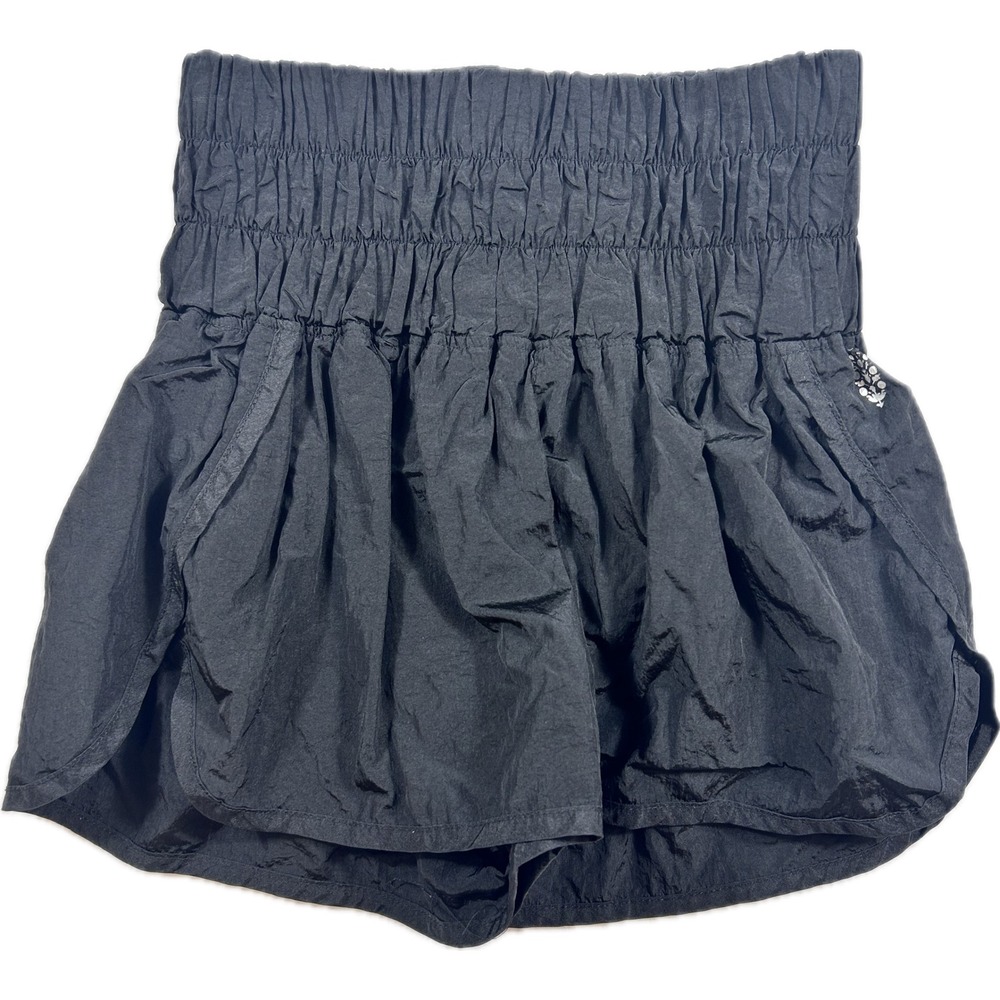 FP Movement The Way Home Shorts Black High Rise Smocked Running Small S